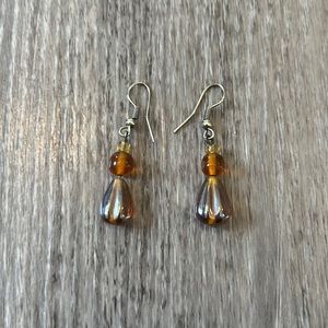 Amber and brown beaded earrings